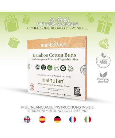 Buy Sinutan Bamboo Cotton Swabs - 100% Plastic-Free Biodegradable Vegan & Sustainable | Eco-Friendly Natural Product - Buy Online on GoSupps.com