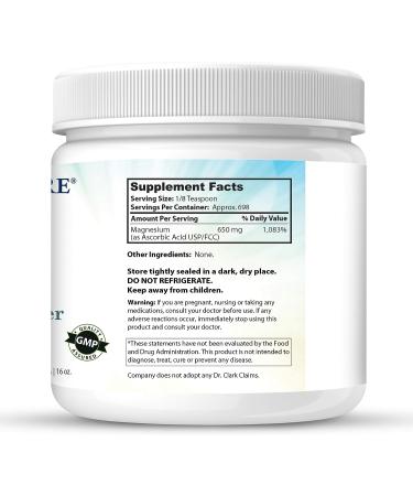 Dr. Clark Vitamin C Powder | 454gm | 16oz - Ascorbic Acid Immune Support Supplement | Gluten Free | Antioxidant for Brain Function & Tissue Repair - Buy Online on GoSupps.com