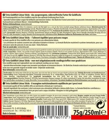 Tetra Goldfish Color Sticks - Enhance Natural Colors | 250 ml 75 g (1 Pack) - Premium Fish Food for Healthy Goldfish - Buy Online on GoSupps.com