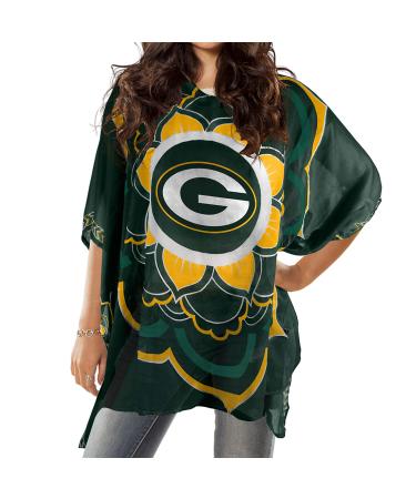 Littlearth womens NFL Green Bay Packers Sheer Caftan with Flower Design, Team Color, One Size