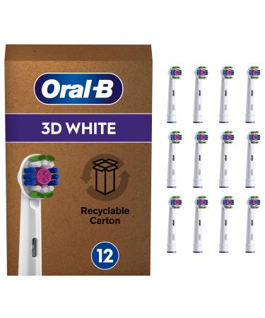 Oral-B 3DWhite plug-in brushes for electrical toothbrush 12 pieces brightening tooth cleaning with clean maximiser bristles toothbrush attachment for oral-B toothbrushes mailbox-compatible packaging