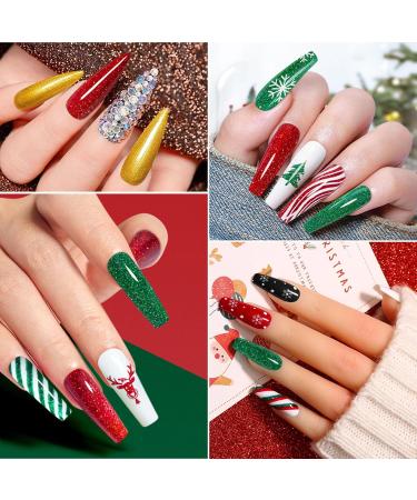 Yueshop Christmas Nail Art Gel Liner Polishes Set - 4x 8ml White Gold Red Green Colors - Soak Off Collection with Thin Nail Art Brush Pen Tool - DIY Nail Art for Girls and Women - Buy Online on GoSupps.com
