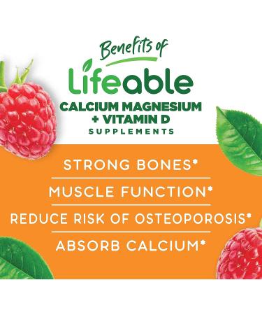 Lifeable Calcium Magnesium Vitamin D Gummies - Bone Health Supplement for Adults - Gluten Free GMO Free - 90 Gummies - Buy Online on GoSupps.com