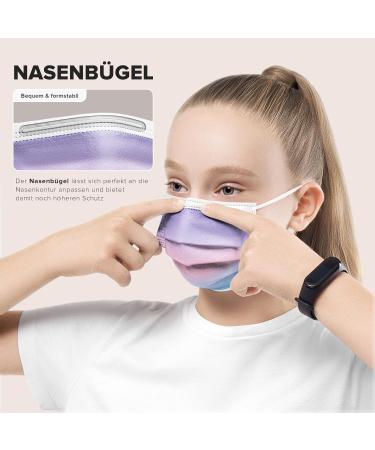 100pcs Small Disposable Face Masks Made in Germany | Type IIR & CE Certified | Breathable Triple Layer - Filtration 99.78% | Elastic Earloops | Rainbow Ocean Sunrise Design - Buy Online on GoSupps.com