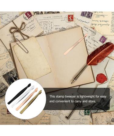 Precision Tweezers 4Pcs Stamp Tweezers stamp tool stamp stamp straight Stainless Steel Anti- Forceps As Shown 11X0.5cm - Buy Online on GoSupps.com