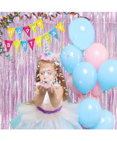 Braveshine Pink Glitter Tinsel Foil Fringe Curtains - 2 Pcs 3.2x8.2 ft for Princess Party Decor - Buy Online on GoSupps.com