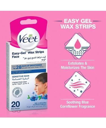 Veet EasyGrip 20 Wax Strips with 4 Perfect Finish Wipes for Face - Buy Online on GoSupps.com