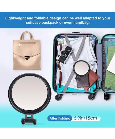 MIYADIVA 6 Inch 20X Magnifying Hand Mirror with Handle - Portable Travel Mirror for Women - Foldable Double Sided Design - Black - Buy Online on GoSupps.com