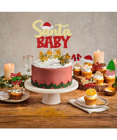 Gyufise 25Pcs Christmas Santa Baby Cake Toppers Glitter My First Christmas Cupcake Toppers Baby Shower Cupcake Picks Merry Christmas Cake Decorations for Gender Reveal Kids Birthday Party Supplies Baby-25pcs - Buy Online on GoSupps.com