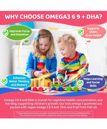 Kids Omega 3 Gummies for 4+ with DHA Vitamins D3 K2 C B6 Methyl B12 Luetin & PS No Fish Taste Sugar Free Omega 3 Fish Oil Alternative for Children for Brain Bone Eyes Focus Immunity 60Cts 60 Count (Pack of 1) - Buy Online on GoSupps.com