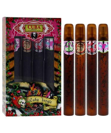Cuba Original by Parfums Des Champs Jungle Collection 4-Piece Perfume Variety Gift Set - Includes Cuba Snake Cuba Tiger Cuba Zebra and Cuba Heartbreaker - 1.17 Oz Perfume (EDP) Each - Buy Online on GoSupps.com