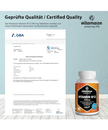 High-Dose Vegan Vitamin B12 Methylcobalamin 500 mcg - 180 Tablets for 6 Months | Pure Natural Supplements - Buy Online on GoSupps.com