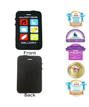 Silli Chews Cute Baby Teether Cell Phone Toy for Babies - Safe Silicone Teething Relief | Silly Chew Toy Black Bphone - Buy Online on GoSupps.com