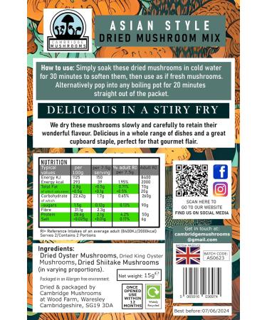 Dried Asian Style Mixed Mushrooms (2x15g Packets) - Buy Online on GoSupps.com