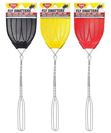 Enoz Plastic Mesh Head Flyswatter with Metal Handle, Assorted Colors, 2 Count (Pack of 3) 6