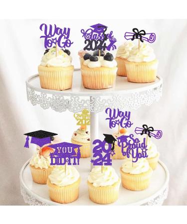 40Pcs Purple and Gold Graduation Cupcake Toppers 2024 Graduation Decorations Class of 2024 Cupcake Toppers 2024 Congrats Grad Cap Cupcake Picks Graduation Party Decorations 2024 Purple Gold - Buy Online on GoSupps.com