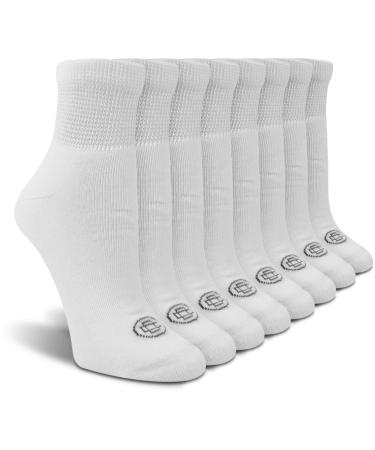 Doctor's Choice Women's Diabetic Ankle & Crew Socks, Non-Binding, Circulatory, Cushion, 4 Pack, Shoe Size 6-10 Sock Size 9-11 White/Ankle Medium