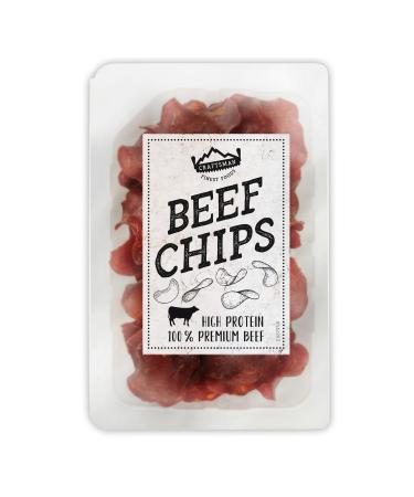 Craftsman Beef Chips |Wafer -thin smoked beef |Prote -rich dried meat |100% beef |Crispy Beef Jerky Chips for Party |Meat Snack to Go |Gluten -free (1 pack) 30 g (1 Pack)