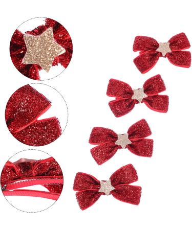 FOMIYES 4 Pairs Bow Tie Christmas Photo Prop Ponytail Holder Christmas Bow Hair Clips Christmas Bows Headwear Kids Hair Accessories Hair Ties Toddler South Korea Fabric Short Hair - Buy Online on GoSupps.com