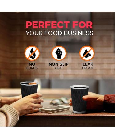 Fit Meal Prep 50 Pack Disposable Hot Cups - 12oz Black Double Wall Insulated Ripple Sleeves To Go Coffee Cups - Kraft Hot Beverage for Chocolate Tea and Cocoa Drinks - Sturdy and Eco Friendly 50 8 oz - Buy Online on GoSupps.com