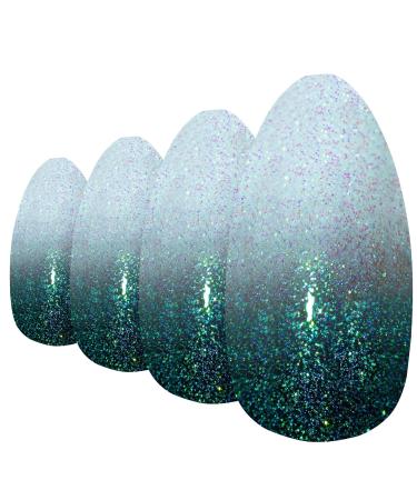 False Nails Bling Art - Grey White Gel Ombre Almond Stiletto Long Fake Tips | Shop Internationally - Buy Online on GoSupps.com