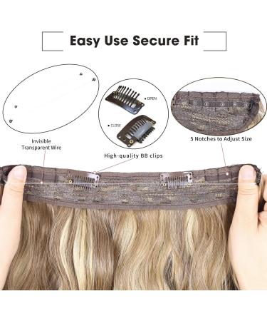 Invisible Wire Hair Extensions - Adjustable Size 20 Inch Synthetic Halos Hair Extension - Medium Brown Highlighted Blonde - Clip In Real Hair - Buy Online on GoSupps.com