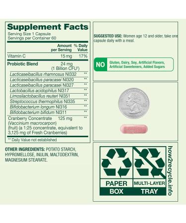 Spring Valley Probiotics for Women 60 Capsules Dietary Supplement Vegetarian Capsules for Digestive Health Cranberry 60 Count Value Size - Buy Online on GoSupps.com