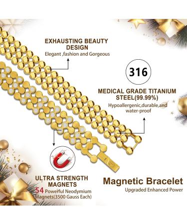 JEROOT 3X Strength Magnetic Bracelet for Women - Titanium Steel Gold Adjustable (3500 Gauss) - International Shipping Available - Buy Online on GoSupps.com