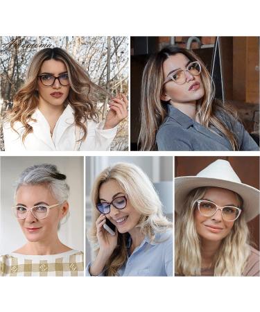 AMOMOMA Fashion Cat Eye Blue Light Blocking Reading Glasses for Women - Milky Cream Pink&Green  1.0x Magnification (AM6005 C4) - Buy Online on GoSupps.com