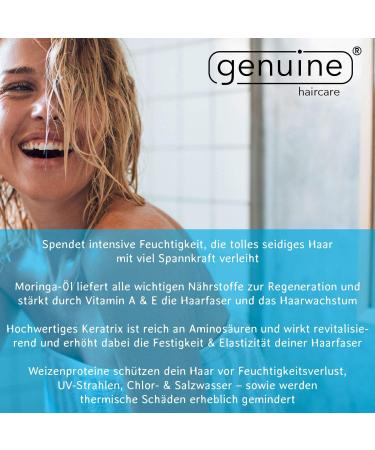 genuine haircare Intensive moisture shampoo with moringa oil wet & shine caring shampoo for dry damaged brittle hair real hair care 1000 ml 1 l 1er Pack - Buy Online on GoSupps.com