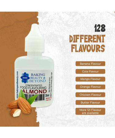 Baking Beauty and Beyond Concentrated Food Flavouring Oil - Dozen of Professional Quality Food Grade Flavouring Oil for Candy Making Baking Cooking Lip Balm and Lip Gloss - Almond (30ml) - Buy Online on GoSupps.com