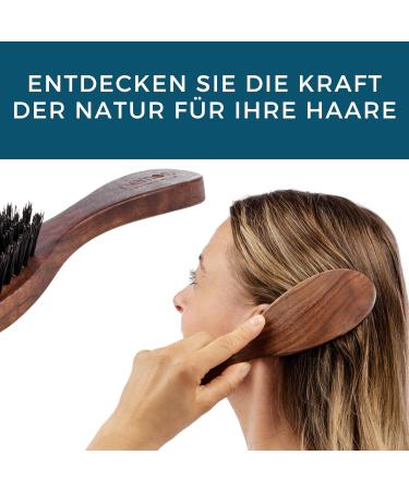 REMOS Wild Boar Bristle Hairbrush - Walnut Wood Wide Handle for Effortless Styling - Buy Online on GoSupps.com