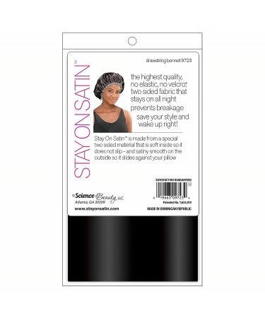 Stay On Satin Hair Wrap Drawstring Bonnet for Women - Black, One Size - Buy Online on GoSupps.com