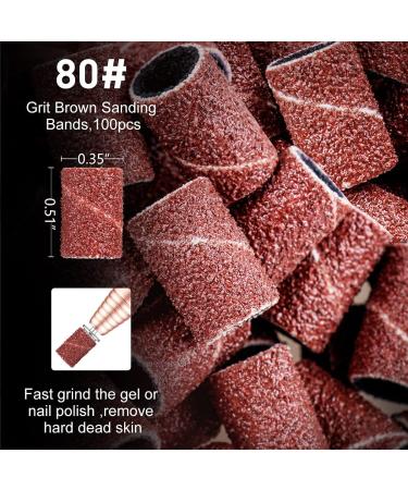 Nail Drill Bits Sanding Bands Set - #80#120#180 Coarse Fine Medium Grit Efile Sand for Acrylic Gel Nails - Electric File Nail Bits 3/32 Inch - Cuticle Manicure Pedicure Tool - Buy Online on GoSupps.com