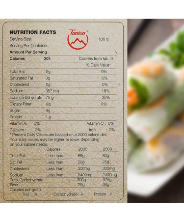 Tanisa Organic Spring Roll Rice Paper Wrapper (22cm Round 12 oz) - Non GMO & Gluten Free - Made In Vietnam - Banh Trang Goi Cuon - Buy Online on GoSupps.com