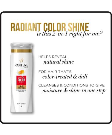 Pantene Radiant Color Shine 2-in-1 Shampoo & Conditioner 12.6 Fl Oz - Pack of 2 - Buy Online on GoSupps.com