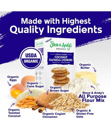 Steve and Andys Soft & Chewy Oatmeal Coconut Cookies - Gluten-Free Dessert, No Corn Syrup, Tree Nuts, Kosher, Non-GMO (2 Pack) - Buy Online on GoSupps.com