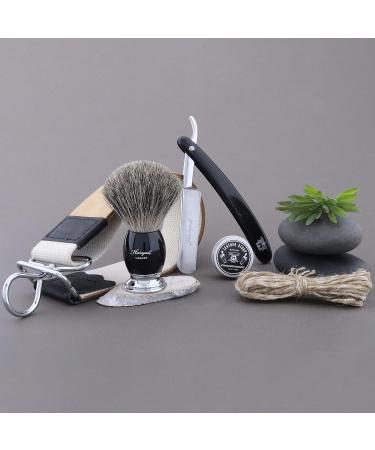 Vintage Razor Set for Men | Haryali London - Straight Cut Neck Razor Hair Razor Brush & Leather Belt Balm | International Shipping - Buy Online on GoSupps.com