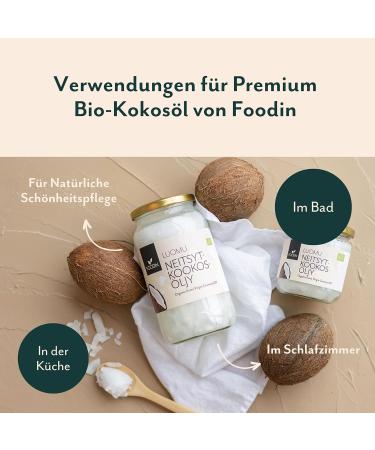 FOODIN Organic Coconut Oil 3000ml (3 x 1000 ml) Virgin Cold-Pressed Premium Quality Coconut Oil in a 1 Liter Glass Good Option for Frying and Cooking - Buy Online on GoSupps.com