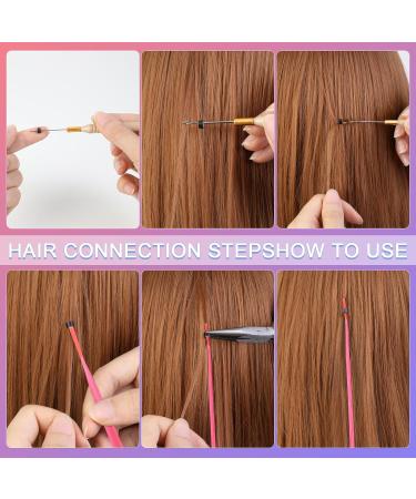 HIFOT 50 Pieces Coloured Hair Extension Synthetic Hair pieces for women Hairpieces hair braiding kit crochet hook hair extensions Pliers with 100 Beads for Girls Women - Buy Online on GoSupps.com
