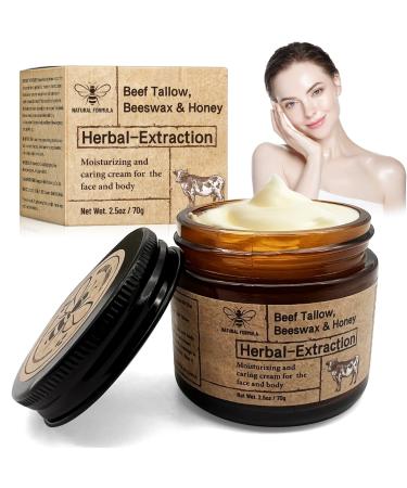 Beef Tallow Balm for Skin Care - Natural Moisturizer for Face & Body-Honey Balm with Vitamins-Whole Body & Face Moisturizer(1PCS)