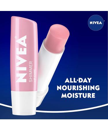 NIVEA Shimmer Lip Care - Pearly Shimmer 4.8g Stick Pack of 6 | Moisturizing Lip Balm with Pearl & Silk Extracts, Shea Butter, Jojoba Oil | Long-Lasting Lip Hydration - Buy Online on GoSupps.com