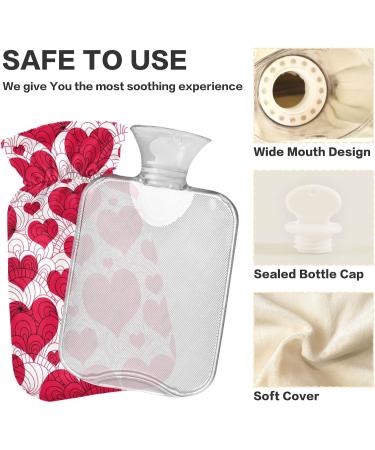 Large 2L Valentine Hearts Hot Water Bottle with Cover - Ideal for Cramp Pain Relief | Shop Internationally - Buy Online on GoSupps.com