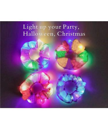 LED Light Hair Scrunchies - Premium Elastic Bands for Women/Girls - 4 Pack Mermaid Hair Ties Clips - Party Accessories for Halloween/Christmas/New Year - Buy Online on GoSupps.com