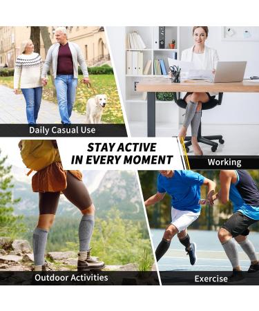 Cambivo Compression Stockings for Men & Women - 2 Pairs of Elastic Calf Sleeves - Comfortable Footless Sports Compression Socks - L-XL Gray - Buy Online on GoSupps.com
