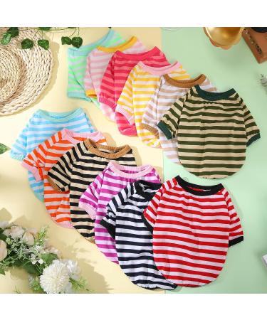 12-Piece Striped Dog T-Shirt Set for Small Dogs - Soft & Breathable Apparel for Pets (Large) - Buy Online on GoSupps.com