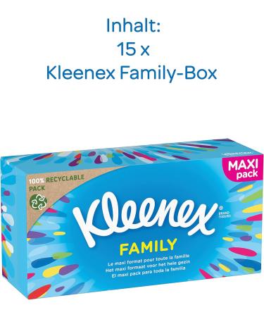 Kleenex Family Facial Tissue Box - 2-Ply 128 Tissues per Box Pack of 15 for Daily Use - International Shipping Available - Buy Online on GoSupps.com