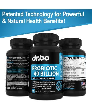 Probiotic 40 Billion CFU Supplement - Lactobacillus Acidophilus Probiotics for Women & Men Capsules - Gluten Free Probiotics for Digestive Health Pills with Bifidobacterium Plantarum Paracasei FOS - Buy Online on GoSupps.com
