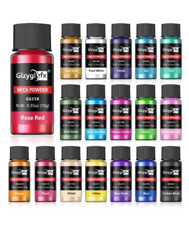 Epoxy Resin Dye-Mica Powder-18 Natural Powder Pigments-Soap Dye-Hand Soap Making Supplies-Eyeshadow and Lips Makeup Dye -Slime Pigment-Bath Bomb Colorant-Nail Art-DIY Slime-Adhesive Pigments 18A mica