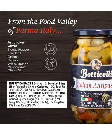 Botticelli Premium Italian Antipasto Jar (2-Pack) - Artichoke, Olives & Mushroom - Gluten-Free - 18oz - Buy Online on GoSupps.com